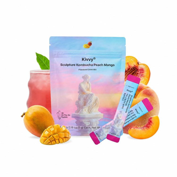Kivvy Sculpture Kombucha Peach Mango view 1